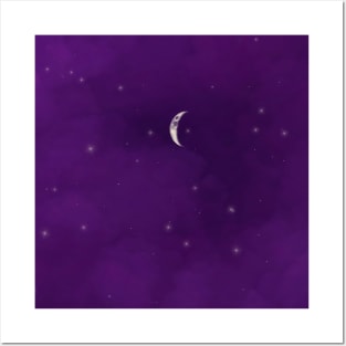 Violet, sparkly night sky Posters and Art